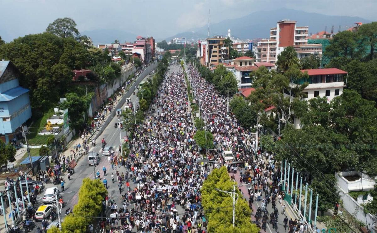 भदौ २३ को प्रदर्शन। तस्बिर: नवीनबाबु गुरूङ/सेतोपाटी