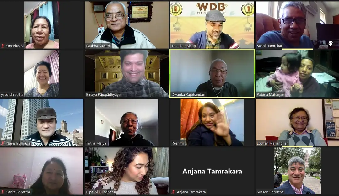 नेपाल भाषाको गुगल अनुवाद निम्ति भइरहेको जुम मिटिङको दृश्य।