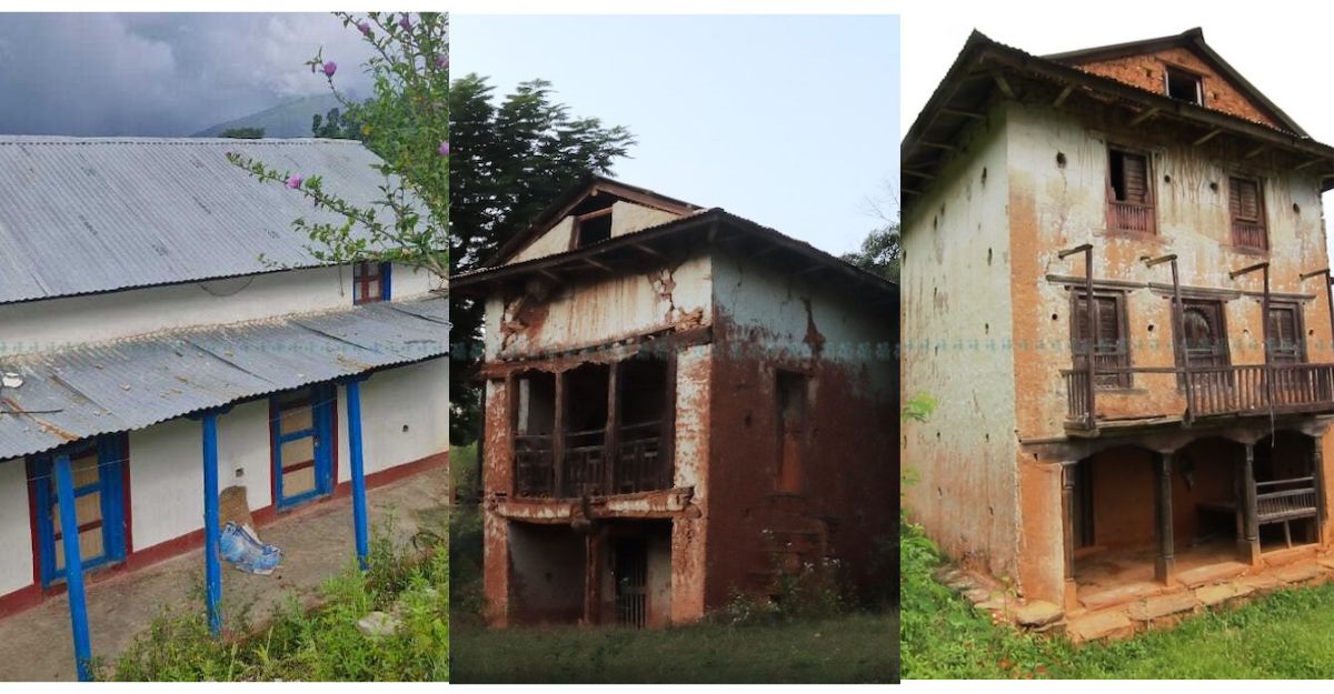 मन्थली-८ द्वारे टोलका रित्ता घरहरू। यहाँका मानिस बसाइँ सरेर कोही काठमाडौं, कोही मधेस त कोही विदेश गएका छन्। तस्बिर: नवराज श्रेष्ठ,रामेछाप