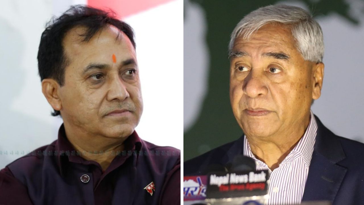 महामन्त्री शर्मा र सभापति देउवा। फाइल तस्बिर।