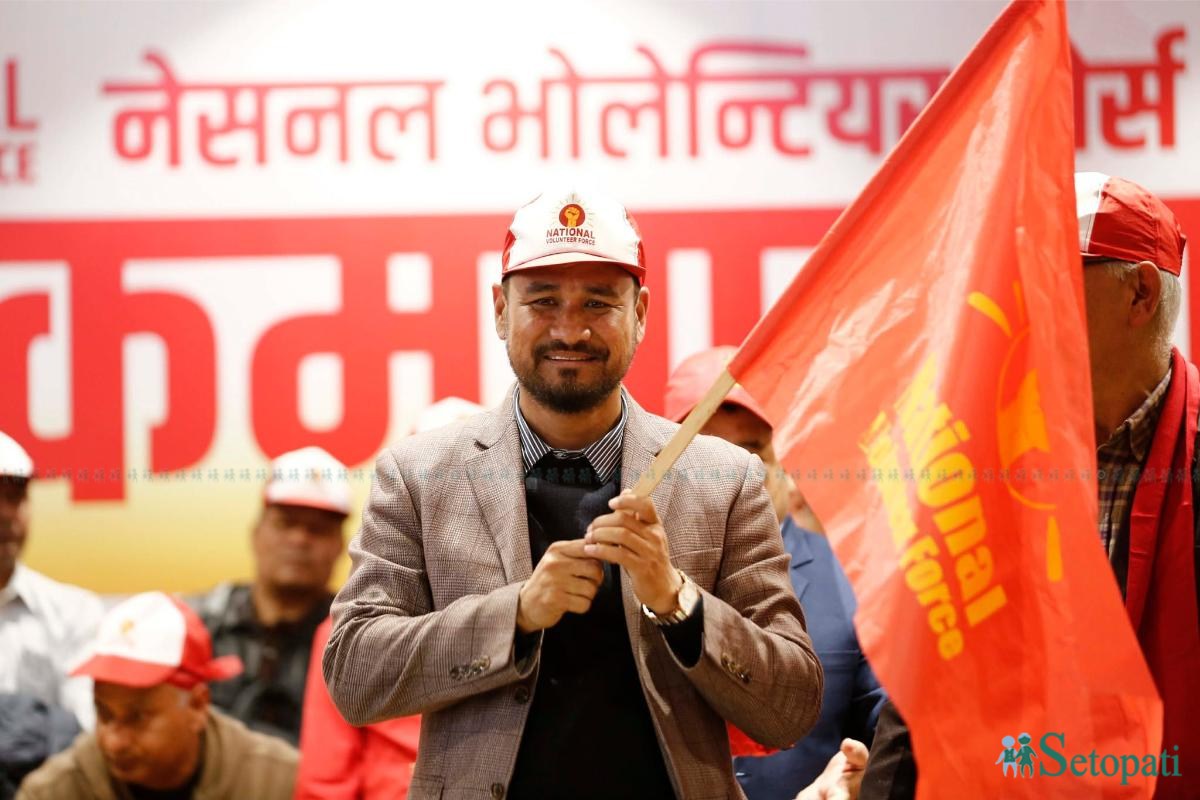 नेसनल भोलेन्टियर फोर्सका कमान्डर पुष्पराज श्रेष्ठ। तस्बिर: नवीनबाबु गुरूङ/सेतोपाटी