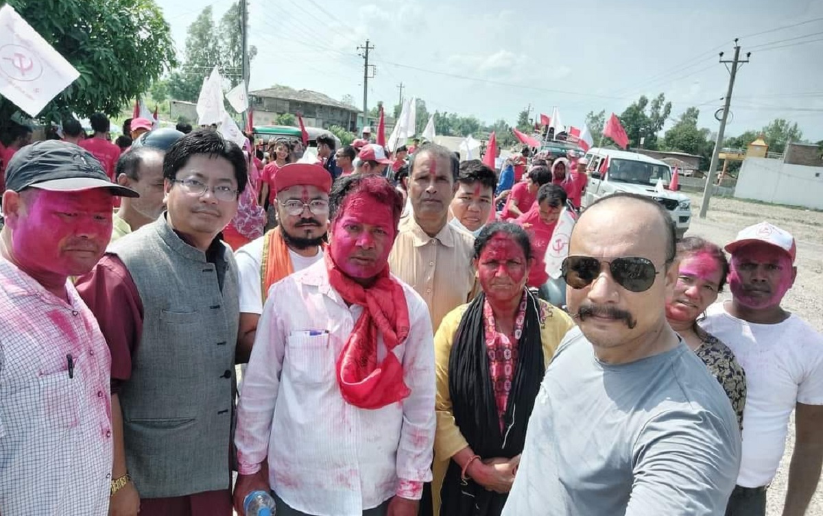 विजय जुलुसमा शमसेरसिंह लामा। तस्बिर सौजन्यः विदुर भट्टराई