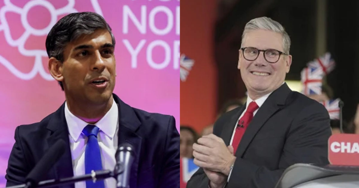 प्रधानमन्त्री ऋषि सुनक र लेबर पार्टीका नेता किएर स्टार्मर।